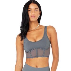 Alo Yoga Airbrush Mesh Corset Tank Steel Blue Size XS NWT